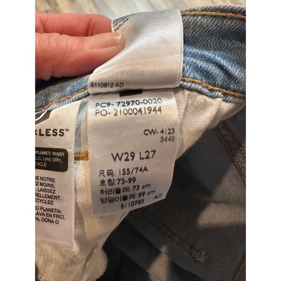 Levis High Rise Wide Leg Jeans Tag Size 29x27 Womens Blue Denim Distressed - Picture 7 of 8